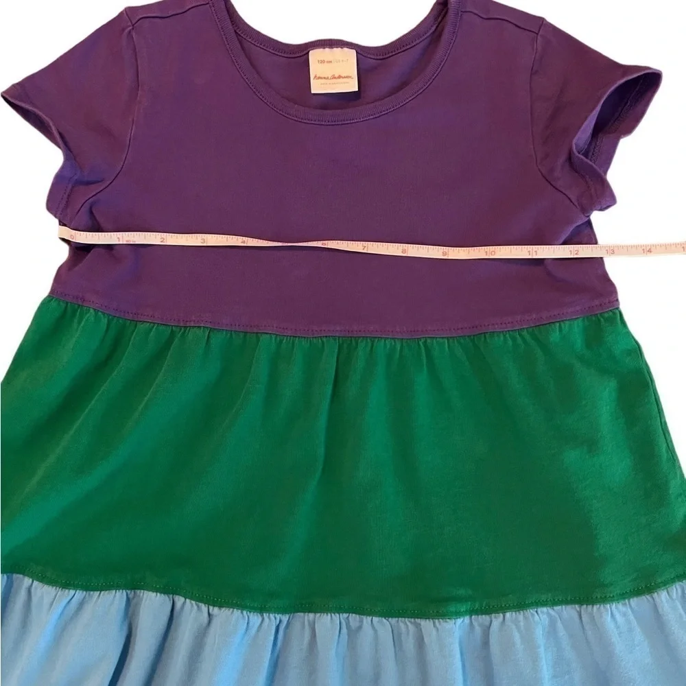 HANNA ANDERRSON GIRLS COLOR BLOCK TIERED CASUAL DRESS SIZE 6-7